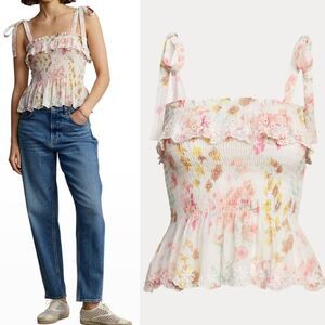 NWT|Polo Ralph Lauren Floral Ruffled Peplum Tank Top, XL